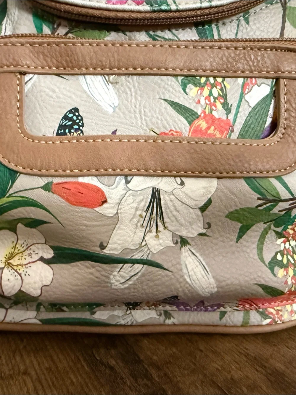 Multisac Adele Floral with Brown Trim Backpack